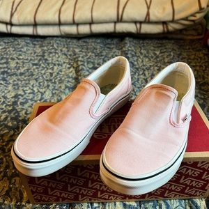 Vans slip on pink shoes